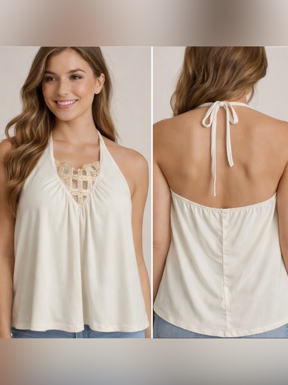 Cream Halter deb